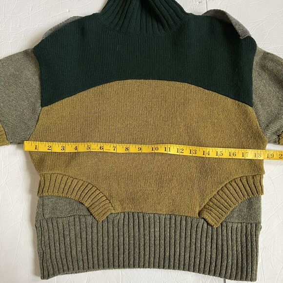 Zara SRPLS Women’s Wool Patchwork Turtleneck Sweater Size XS Green Yellow - Picture 4 of 6